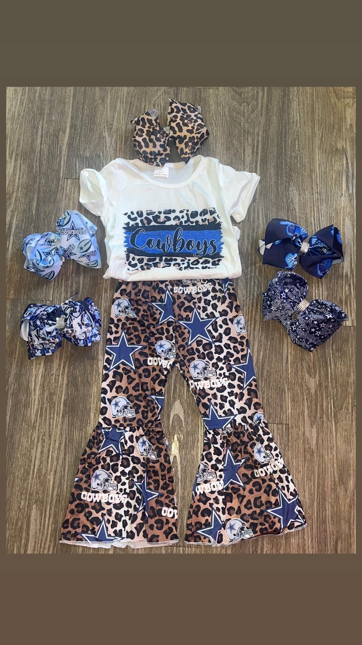 Girls' White Cowboy Leopard Team Outfit - Soft Milk Silk Shirt