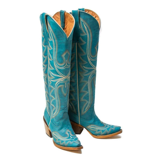 Tanner Mark Women’s Crackle Turquoise Knee High Boots - Billie Tall Boots TML205283